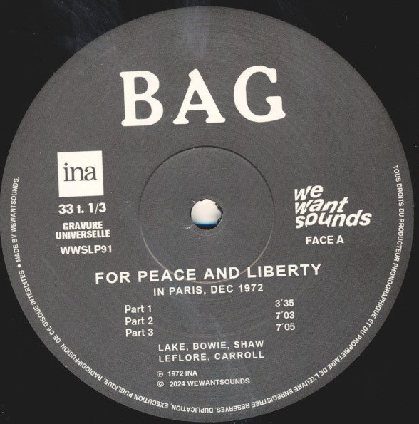 Black Artist Group* : For Peace And Liberty (In Paris, Dec 1972) (LP, Album, Ltd, RM)