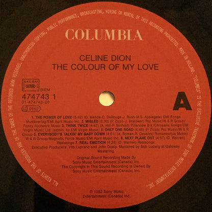 Céline Dion : The Colour Of My Love (LP, Album)