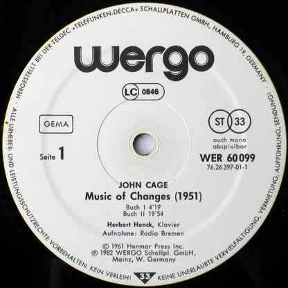 John Cage - Herbert Henck : Music Of Changes (LP)