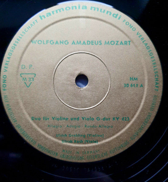 Wolfgang Amadeus Mozart - Ulrich Grehling, Ulrich Koch : Duo G-Dur KV 423 + Duo B-Dur KV 424 (LP)