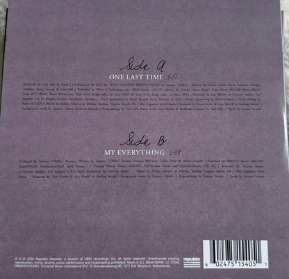 Ariana Grande : One Last Time (7", Single, Ltd, Pin)
