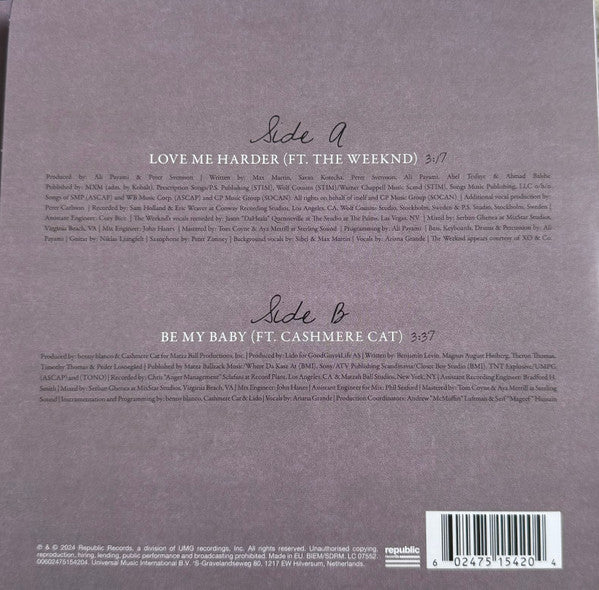 Ariana Grande : Love Me Harder (7", Single, Ltd, Pin)