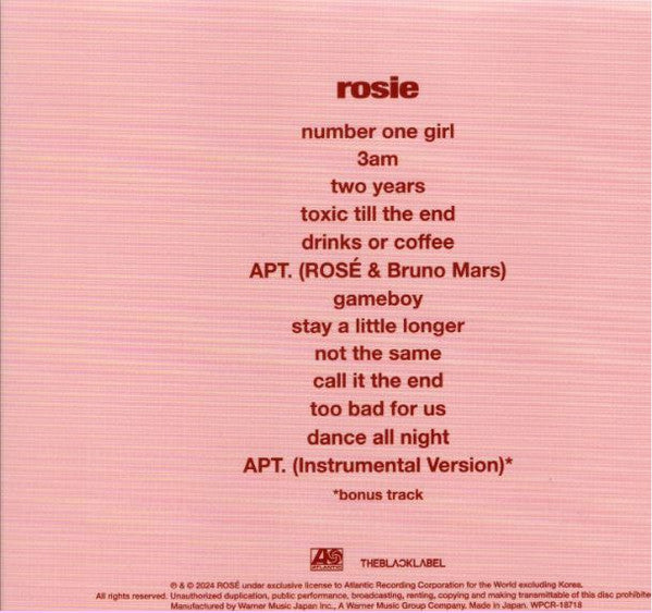 Rosé (2) : Rosie (CD, Album, Ltd, Sli)