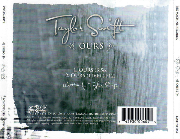 Taylor Swift : Ours (CD, Single)