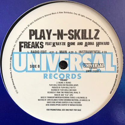 Play-N-Skillz Featuring Krayzie Bone And Adina Howard : Freaks (12", Promo)