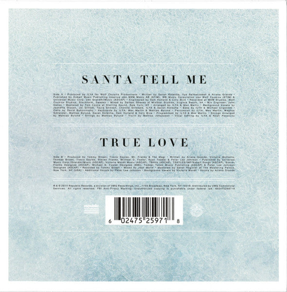 Ariana Grande : Santa Tell Me (7", Single, Whi)