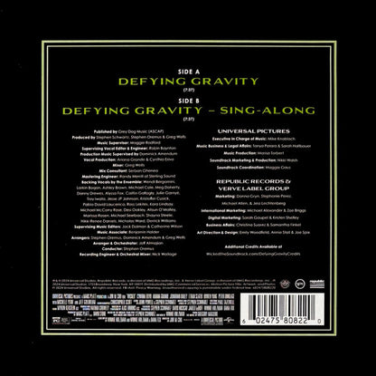 Cynthia Erivo Ft. Ariana Grande : Defying Gravity (7", Single, Ltd, Cle)