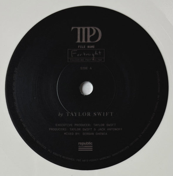 Taylor Swift Featuring Post Malone : Fortnight (7", RSD, Single, Whi)