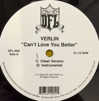 Verlin : Can't Love You Better (12")