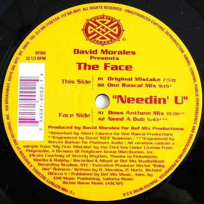 David Morales Presents The Face (3) : Needin' U (12")