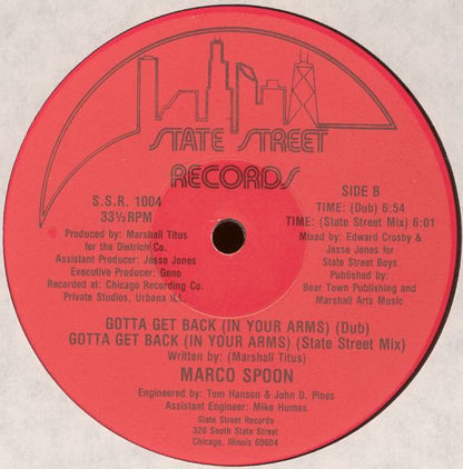 Marco Spoon : Gotta Get Back (In Your Arms) (12")