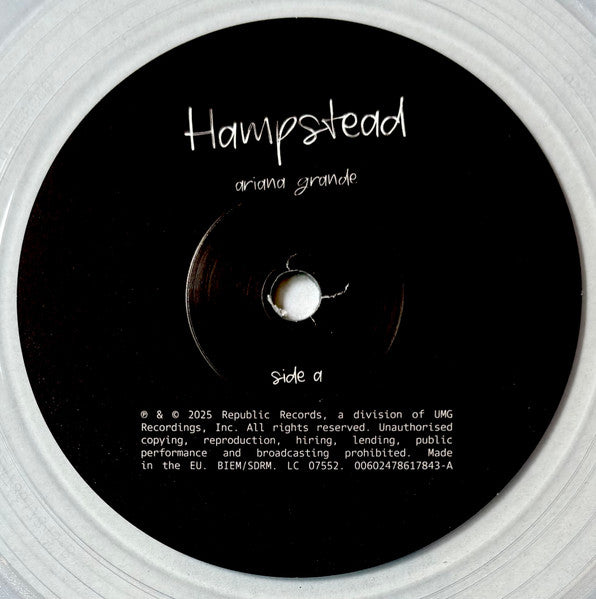 Ariana Grande : Hampstead  (7", Single, Cle)