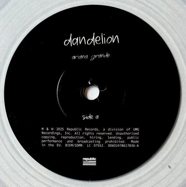 Ariana Grande : Dandelion (7", Single, Cle)