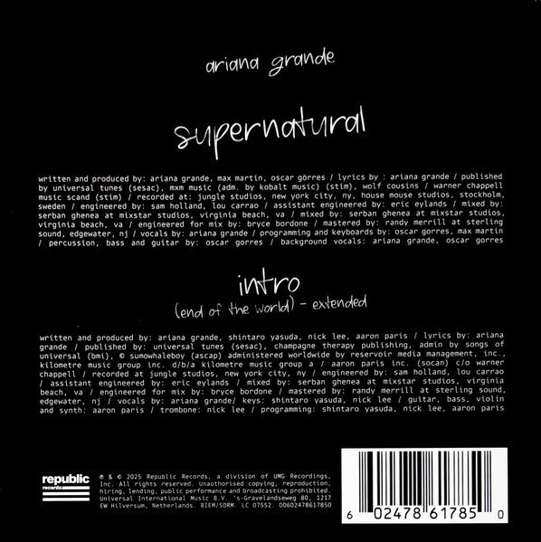 Ariana Grande : Supernatural (7", Single, Cle)