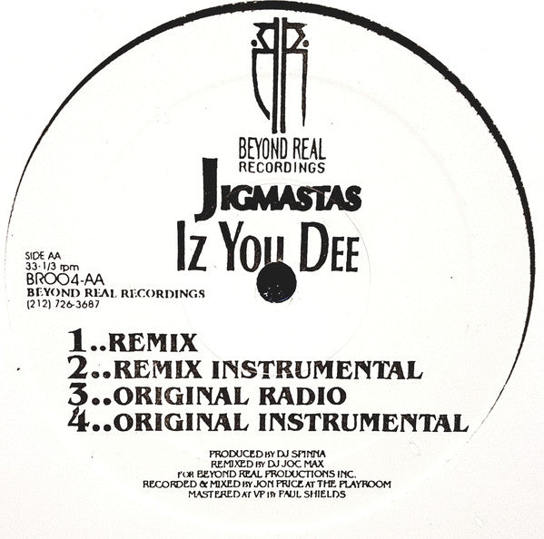 Jigmastas : Chandon / Iz You Dee (12")