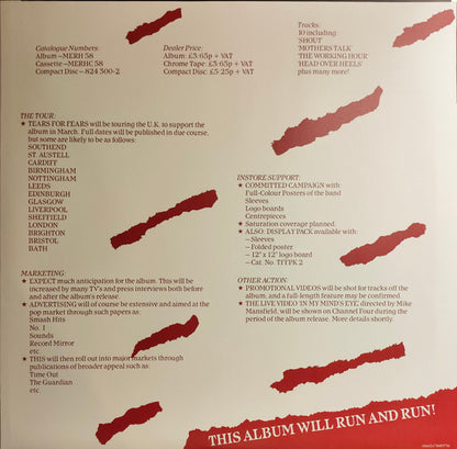 Tears For Fears : Songs From The Big Chair (LP, Album, RE, RM, Red + LP, Red + 40t)