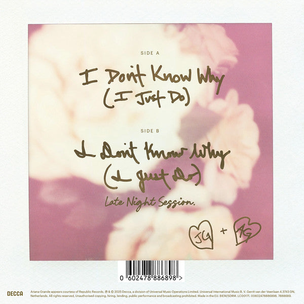 Jeff Goldblum & The Mildred Snitzer Orchestra Featuring Ariana Grande : I Don't Know Why (I Just Do) (7", Single, Pin)
