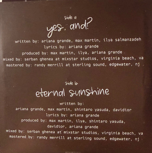 Ariana Grande : Yes, And? / Eternal Sunshine (4", Single, Ltd, Cle)