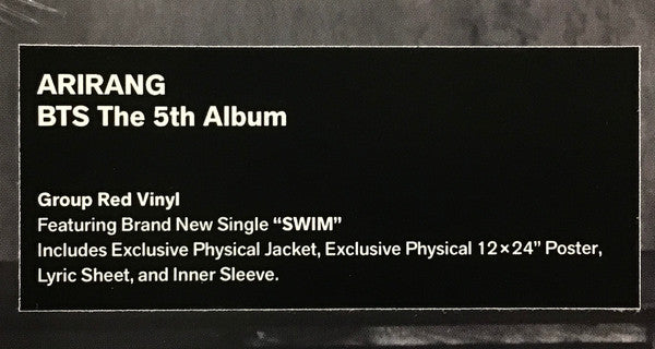 BTS (4) : Arirang (LP, Album, Gro)