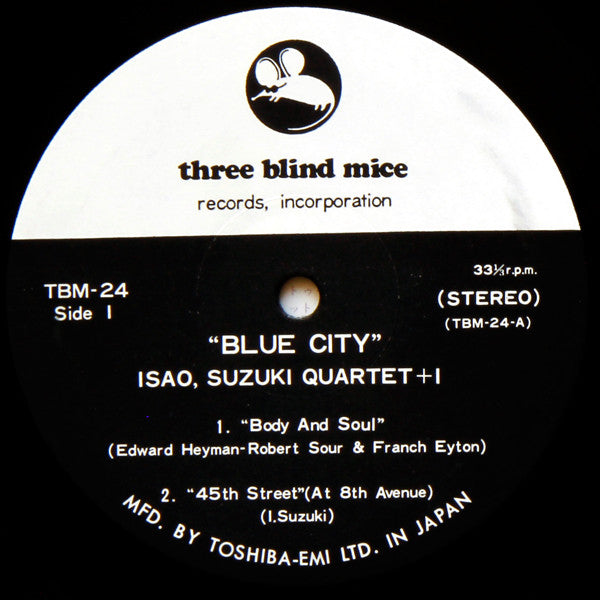 Isao Suzuki Quartet + 1* = 鈴木勲カルテット+1* : Blue City =  ブルー・シティ (LP, Album)