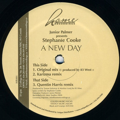 Junior Palmer Presents Stephanie Cooke : A New Day (12")