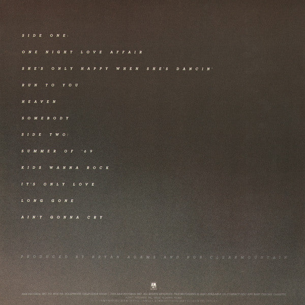 Bryan Adams : Reckless (LP, Album)