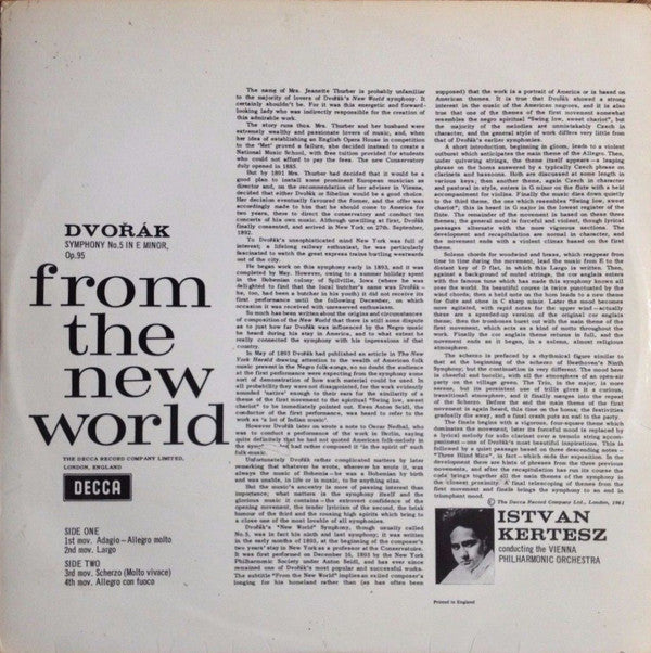 Dvořák* / Vienna Philharmonic Orchestra* / István Kertész : Symphony No.5 In E Minor, Op. 95, "From The New World" (LP, Gat)