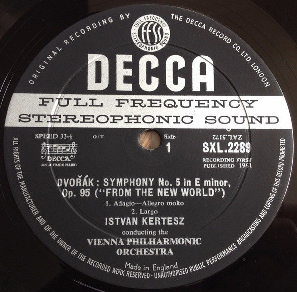 Dvořák* / Vienna Philharmonic Orchestra* / István Kertész : Symphony No.5 In E Minor, Op. 95, "From The New World" (LP, Gat)