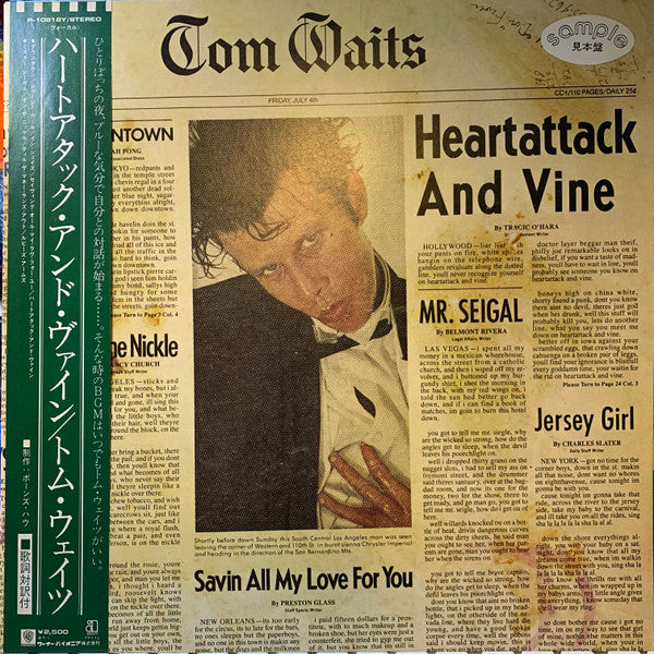 Tom Waits : Heartattack And Vine (LP, Album, Promo)