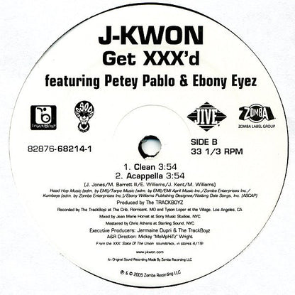 J-Kwon Featuring Petey Pablo & Ebony Eyez : Get XXX'd (12", Single)