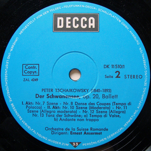 Ernest Ansermet, L'Orchestre De La Suisse Romande, Pyotr Ilyich Tchaikovsky : Schwanensee-Ballett (2xLP, RE + Box)