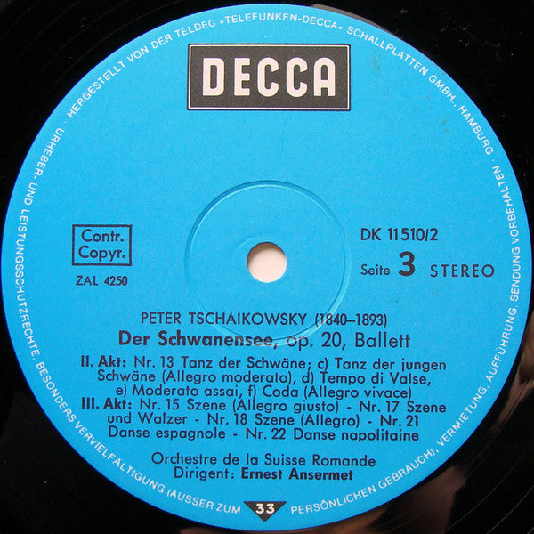 Ernest Ansermet, L'Orchestre De La Suisse Romande, Pyotr Ilyich Tchaikovsky : Schwanensee-Ballett (2xLP, RE + Box)
