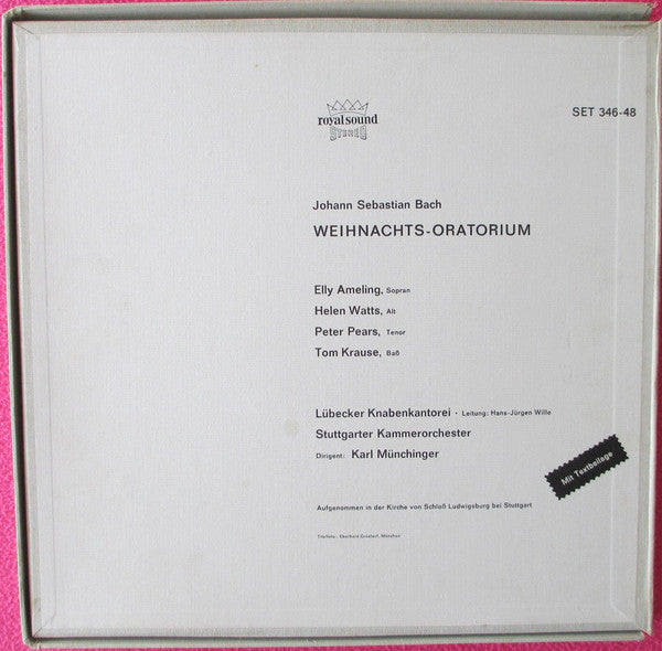 Johann Sebastian Bach - Elly Ameling, Helen Watts, Peter Pears, Tom Krause, Lübecker Kantorei, Stuttgarter Kammerorchester, Karl Münchinger : Weihnachtsoratorium BWV 248 (3xLP + Box)