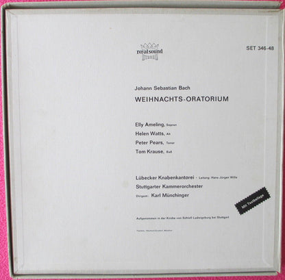 Johann Sebastian Bach - Elly Ameling, Helen Watts, Peter Pears, Tom Krause, Lübecker Kantorei, Stuttgarter Kammerorchester, Karl Münchinger : Weihnachtsoratorium BWV 248 (3xLP + Box)
