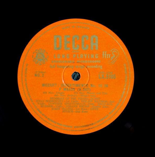 Mozart*, Members Of The Vienna Octet* : Divertimento No. 10 In F Major (K.247) (10")