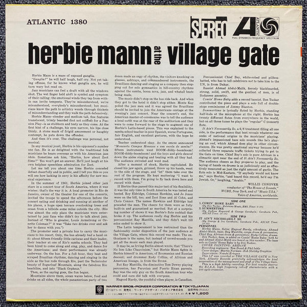 Herbie Mann : Herbie Mann At The Village Gate (LP, Album, RE)