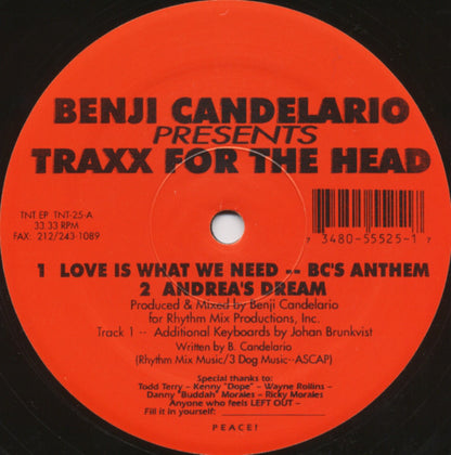 Benji Candelario : Traxx For The Head (12", EP)