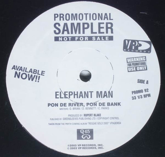 Elephant Man : Pon De River, Pon De Bank (12", Promo)
