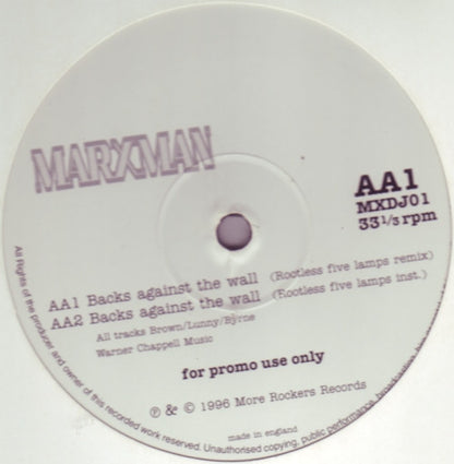 Marxman : Backs Against The Wall (12", Promo)