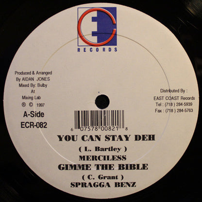 Merciless / Spragga Benz / Sanchez : You Can Stay Deh / Gimme The Bible / Do It For Love (12")
