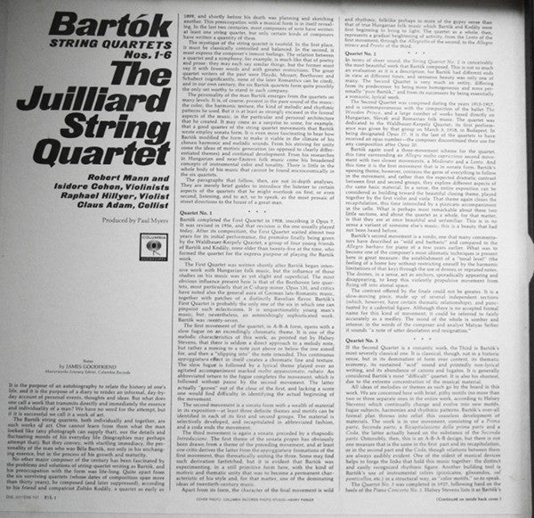 Bartók* - The Juilliard String Quartet* : The Six String Quartets (3xLP, RP + Box)