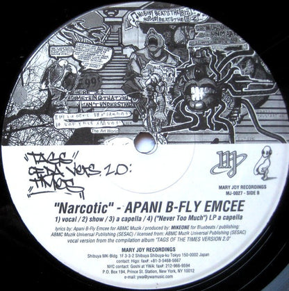 J Treds* / Apani B-Fly Emcee* : Never Too Much / Narcotic (12")