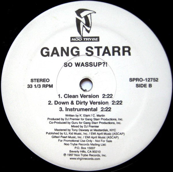 Gang Starr : You Know My Steez (12", Promo)