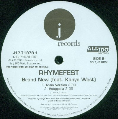Rhymefest Featuring Kanye West : Brand New (12", Single, Promo)
