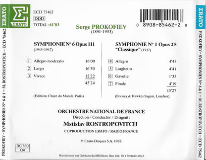 Prokofiev* : Symphonies N° 6 Op. 111 - N° 1 Op. 25 (CD)