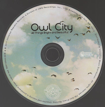 Owl City : All Things Bright And Beautiful (CD, Album, Dig)