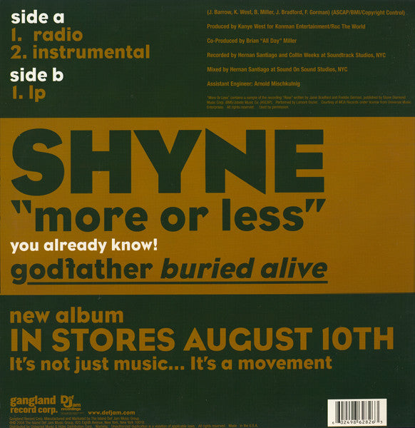Shyne : More Or Less (12", Gre)