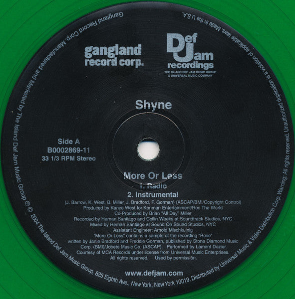 Shyne : More Or Less (12", Gre)