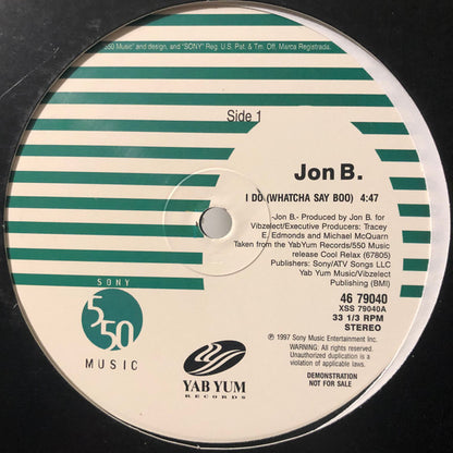 Jon B : I Do (Watcha Say Boo) (12", Promo)