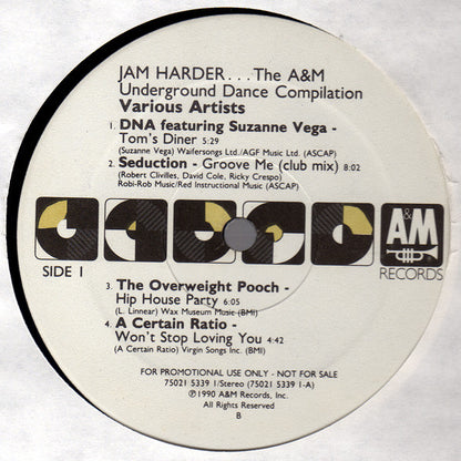 Various : Jam Harder...The A&M Underground Dance Compilation (LP, Comp, Promo)